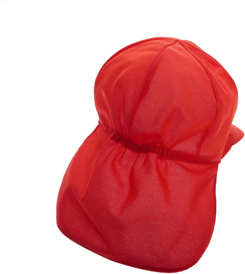 ニット紅白体操帽（表赤 タレ付） 六方型タレ付（アゴゴム付）｜商品